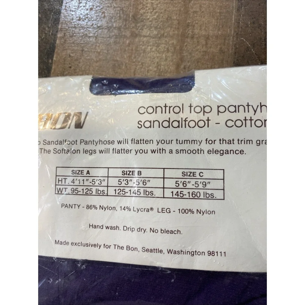 The Bon Pantyhose Size C Plum‎ Purple Silken Sandalfoot Control Top Vintage